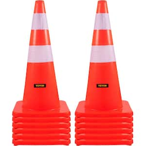 36 in. Traffic Cones PVC Orange Safety Cone with Reflective Collars and Weighted Base for Traffic Control (6-Pack)