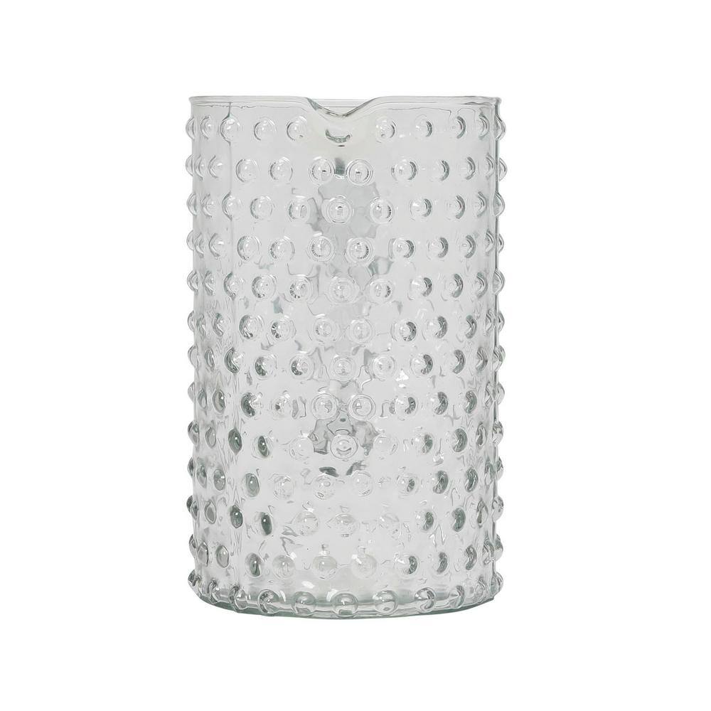 Clear Hand Blown Glass Hobnail Pitcher