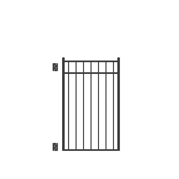 Barrette Outdoor Living Natural Reflections Standard-Duty 3 ft. W x 4.5 ft. H Black Aluminum Straight Pre-Assembled Fence Gate
