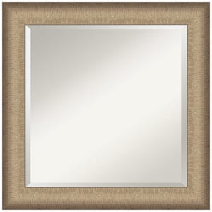 Medium Square Elegant Brushed Bronze Beveled Glass Casual Mirror (25 in. H x 25 in. W)