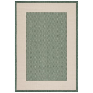 Courtyard Dark Green/Beige Doormat 2 ft. x 4 ft. Border Solid Color Indoor/Outdoor Area Rug