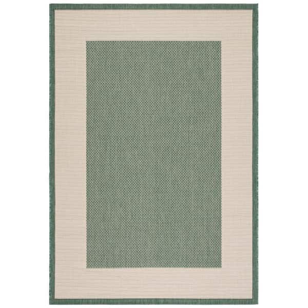 Courtyard Dark Green/Beige Doormat 2 ft. x 4 ft. Border Solid Color Indoor/Outdoor Area Rug