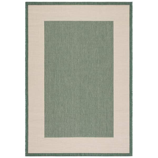 SAFAVIEH Courtyard Dark Green/Beige 9 ft. x 12 ft. Border Solid Indoor/Outdoor Patio  Area Rug