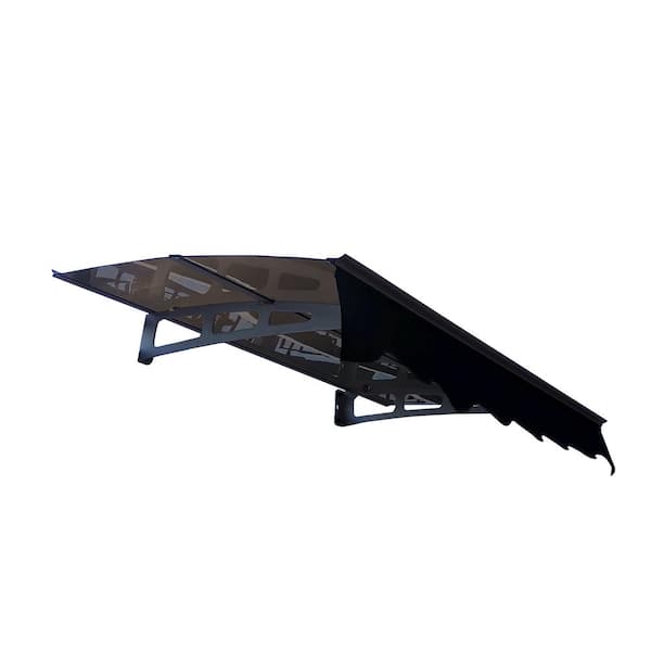 Nivencai WeatherGuard 59 in. Polycarbonate Awning with Valance and Aluminum Frame, Ideal for Masonry Concrete Wall Installation