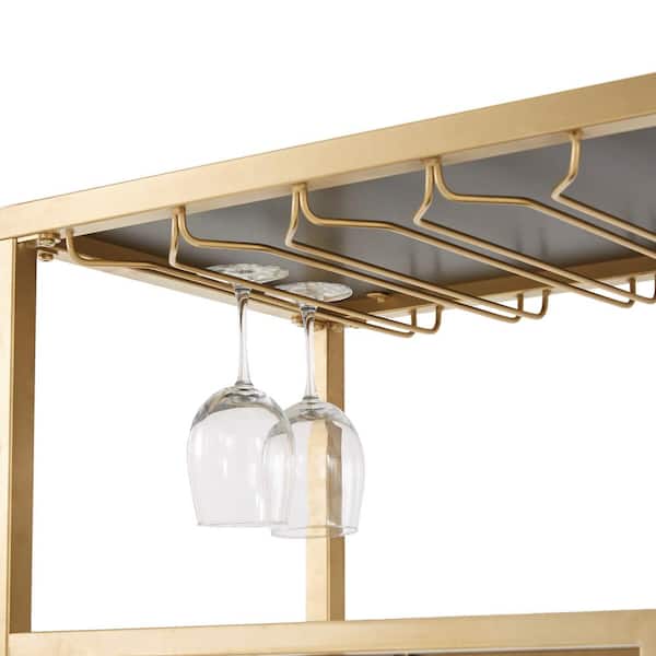 HomeSullivan Champagne Gold Finish Reef Knot Frame And Glass Top And Mirror  Bottom Bar Cart 40E085BS-07 - The Home Depot