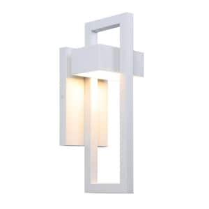 1-Light White LED Outdoor Wall Lantern Sconce
