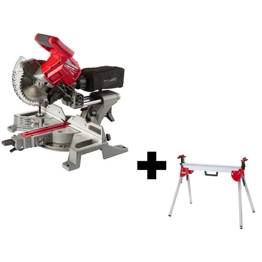 Milwaukee M18 FUEL 18V Lithium-Ion Brushless Cordless 7-1/4 in. Dual Bevel Sliding Compound Miter Saw with Stand (Tool-Only) -  2733-20-48-E