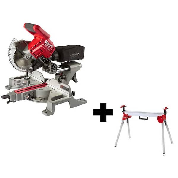 Milwaukee M18 FUEL 18V Lithium-Ion Brushless Cordless 7-1/4 in. Dual Bevel Sliding Compound Miter Saw with Stand (Tool-Only)