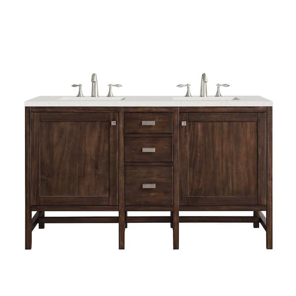 James Martin Vanities Addison 60.0 in. W x 23.5 in. D x 35.5 in. H Double Bathroom Vanity in Mid-Century Acacia with Lime Delight Top