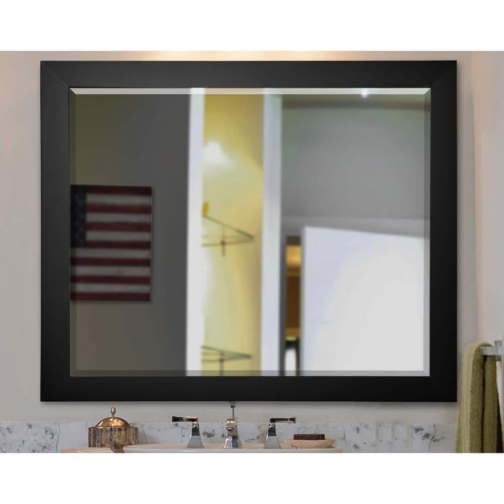 Medium Rectangle Black Beveled Glass Modern Mirror (35.5 in. H x 41.5 in. W