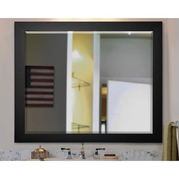 Unbranded Medium Rectangle Black Beveled Glass Modern Mirror (38.5 in. H x 32.5 in. W)