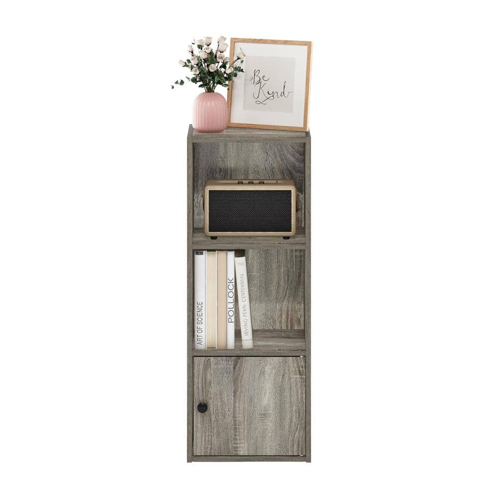 French Oak Compact Wood Bookcase with Door Storage