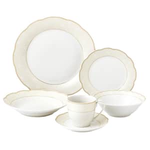 24-Piece Formal Gold Accent Porcelain Dinnerware Set