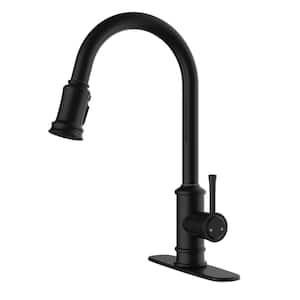 Single Handle Pull Down Sprayer Kitchen Faucet with 3 Modes Sprayhead in Matte Black