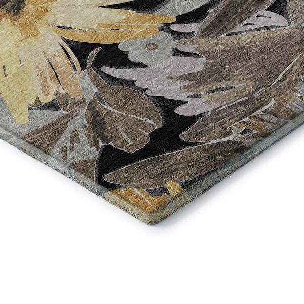 Mayfield Premium Machine Washable Abstract AMF1481 Black 5 ft. x 7 ft. 6 in. Area Rug