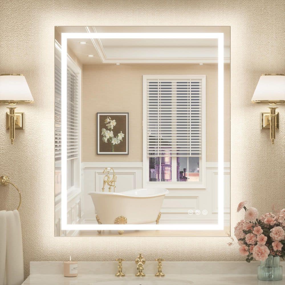 30 in. W x 36 in. H Rectangular Frameless LED Lighted Bathroom Vanity Mirror with Light with Backlit and Anti-Fog