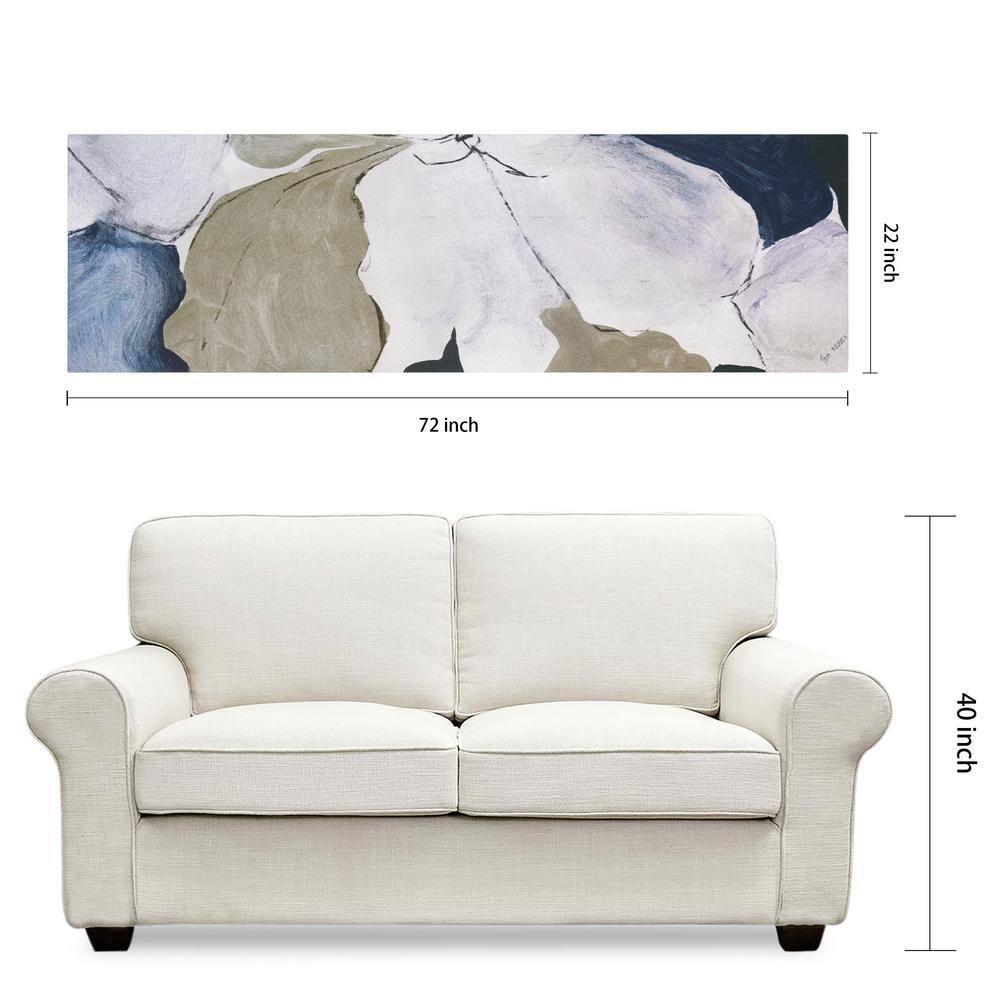 Floral Serenity I Large Blue and Beige Canvas Wall Art