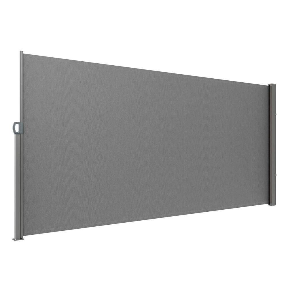 Gray Aluminum Retractable Side Awning for Patio Privacy