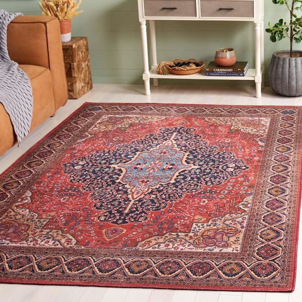 Serapi 5 ft. x 8 ft. Rust/Navy Persian Medallion Area Rug