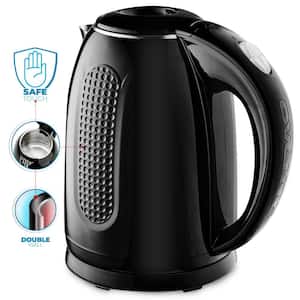 7-Cup Black Stainless Steel BPA-Free Electric Kettle with Auto Shut-Off and Boil-Dry Protection