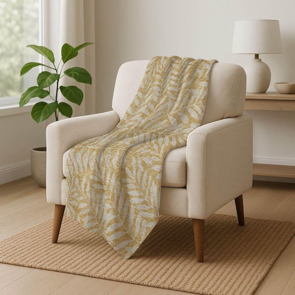 Premium Machine Washable ASB899 Gold 50 in. x 70 in. Sherpa Throw Blanket