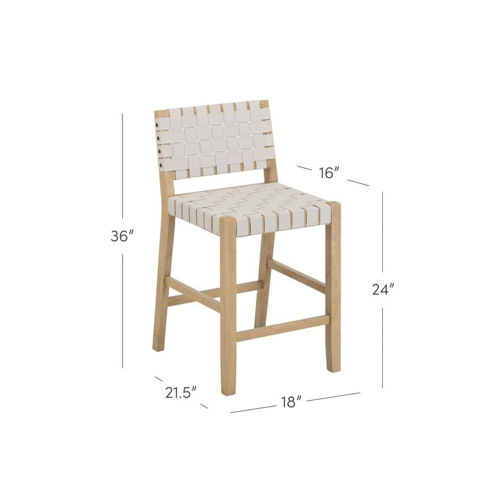Cohen White Faux Leather and Wood Bar Stool