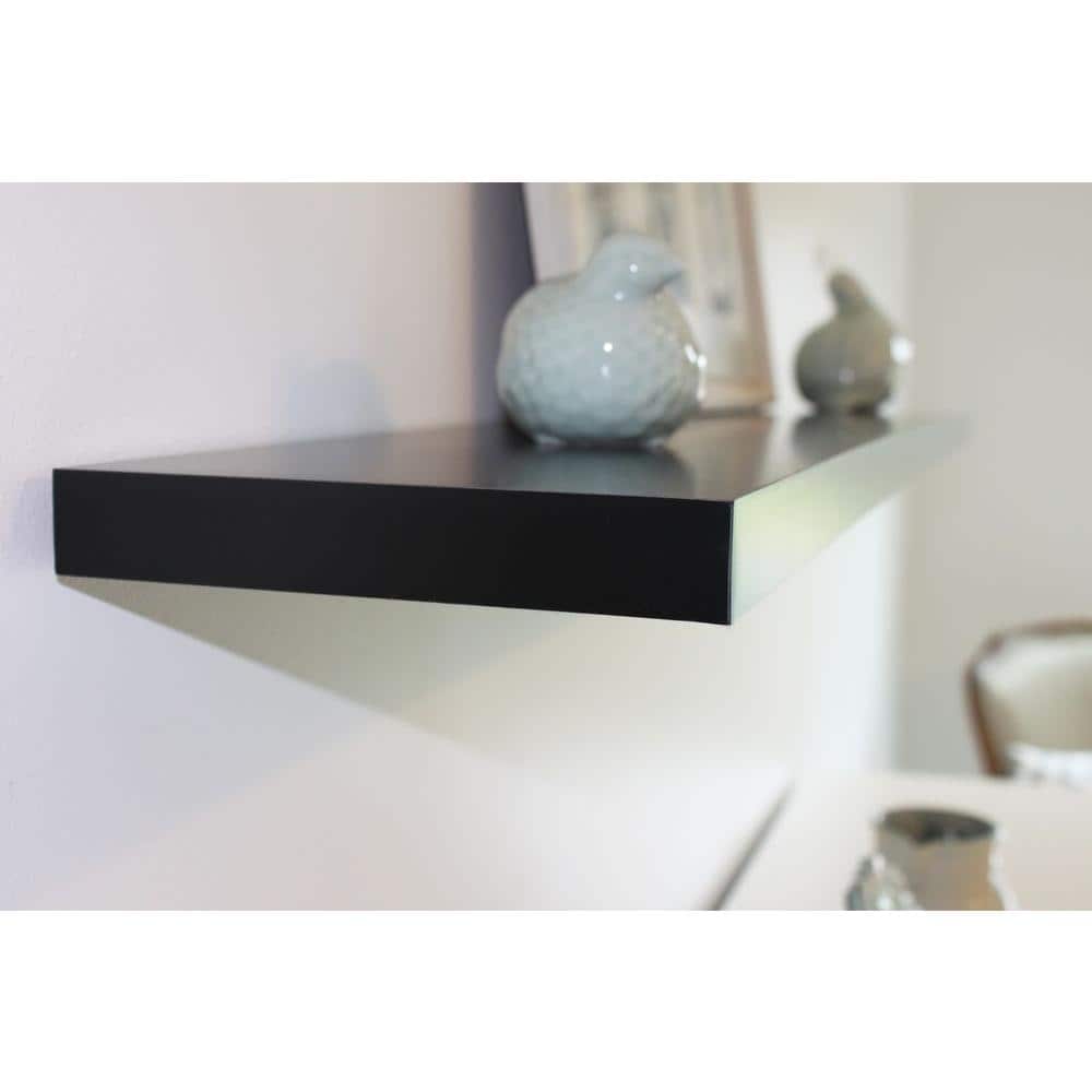 Slimline Black MDF Floating Wall Shelf 48-Inch