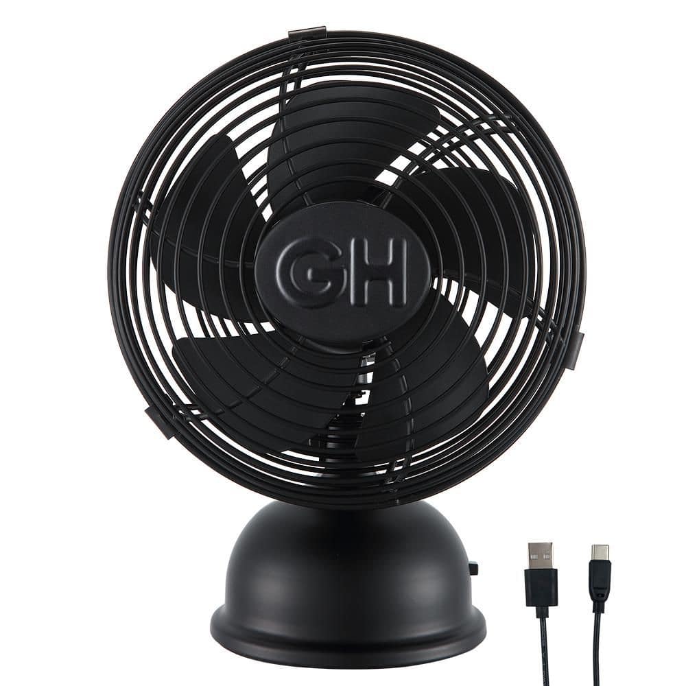 All-Metal 5 in. Oscillating Personal Desk Laptop Nightstand USB Fan with Adjustable Tilt in Matte Black price history on PriceWatchPro