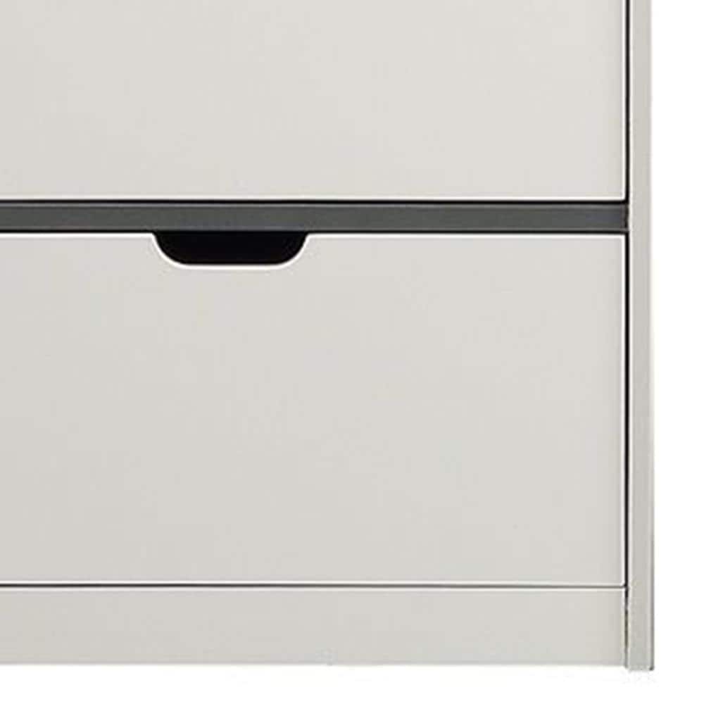White and Gray 47" Freestanding Wood Accent Cabinet with Drawers and Shelves