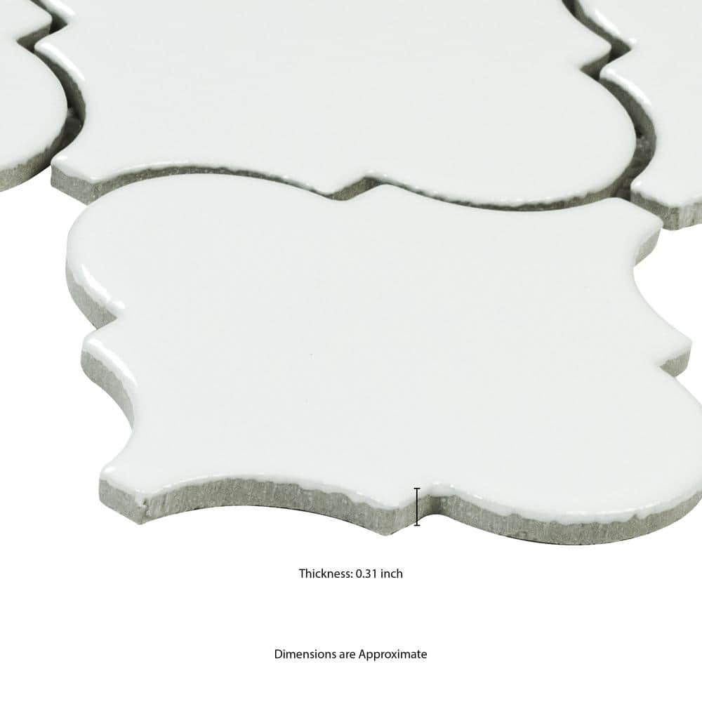 Whisper White Arabesque Ceramic Mosaic Tile Sheet