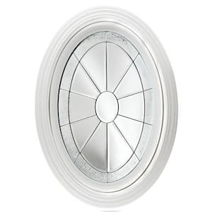 23.5 in. x 35.5 in. Radiance Decorative Glass White Oval Window Nickel Caming