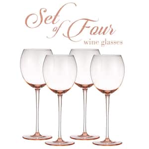 Luxurious and Elegant Sparkling 13.3 oz. Rose Pink Colored Glassware (Set of 4)