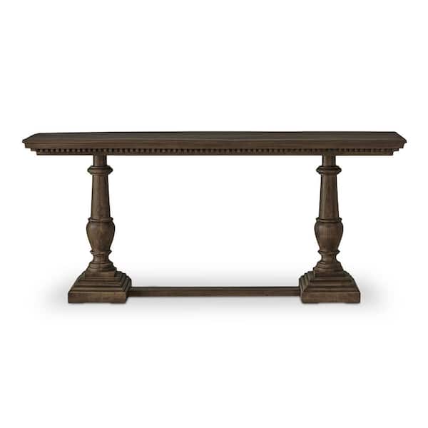 Alrican 70 in. Brown Rectangle Mango Wood Console Table with Traditional Legs and Stretcher