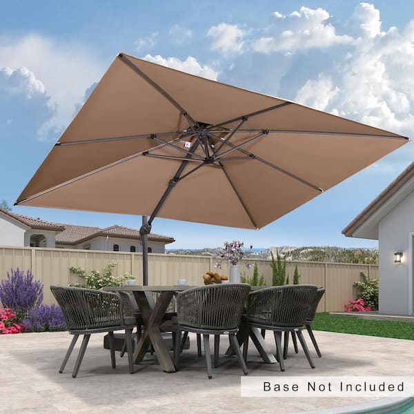 PURPLE LEAF 9 ft. x 12 ft. Double Top Outdoor Aluminum 360° Rotation Cantilever Patio Umbralla in Beige