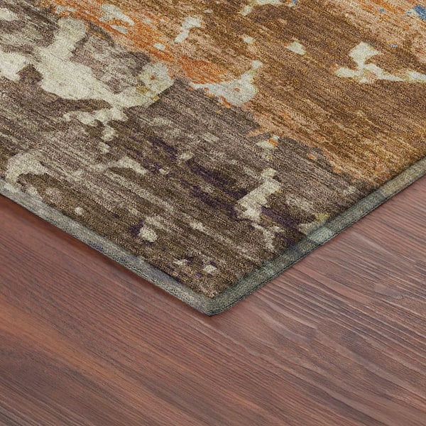 Mayfield Premium Machine Washable Abstract AMF2398 Gold 2 ft. x 3 ft. Accent Rug