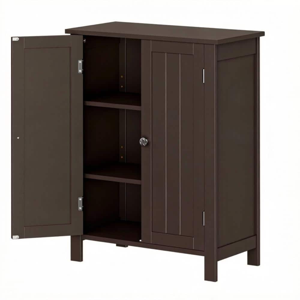 23.6 in. W x 31.6 in. H Rectangular Wood Medicine Cabinet without Mirror in Brown with Adjustable Shelf