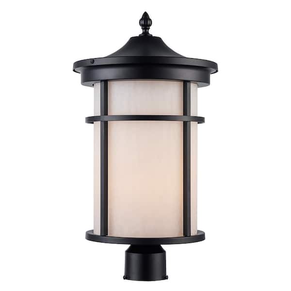 Bel Air Lighting Avalon II 20 in. 1-Light Black Metal Hardwired Outdoor Weather Resistant Post Light Fixture with No Bulbs Included