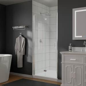 34 in. to 35-3/8 in. W x 72 in. H Bi-Fold Semi-Frameless Shower Doors in Chrome with Tempered Clear Glass