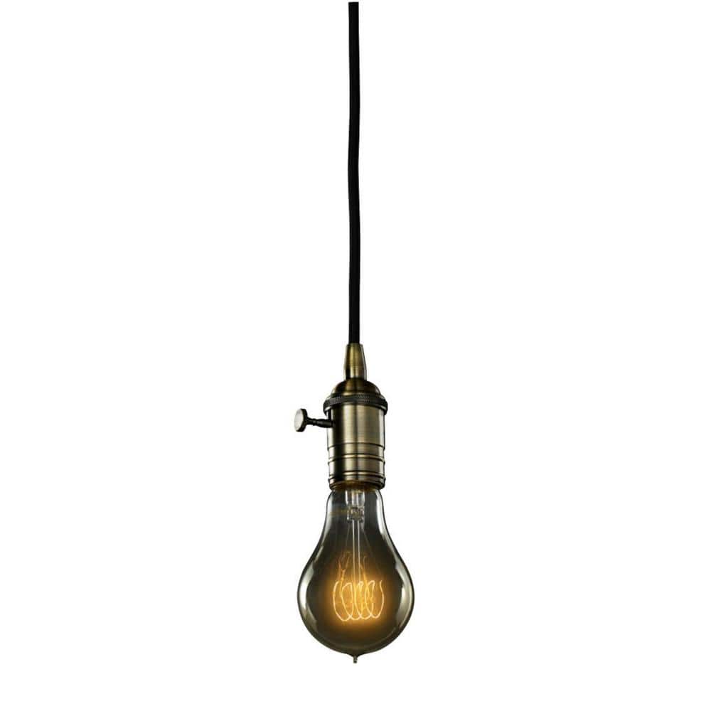 1-Light Warm Gold Vintage Pendant Socket and Canopy with Incandescent 25W A