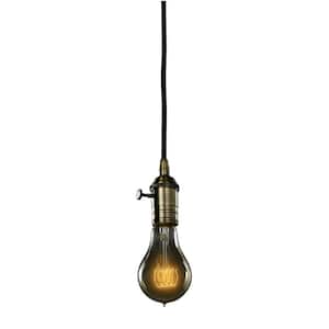 1-Light Warm Gold Vintage Pendant Socket and Canopy with Incandescent 25W A21 Nostalgic Loop Light Bulb