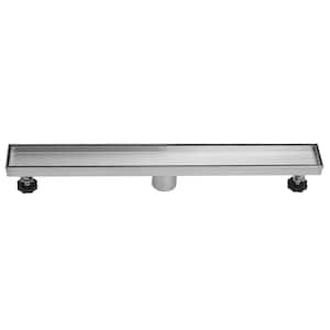 24 in. Stainless Steel Linear Shower Drain with with Tile Insert Cover Slot Pattern Drain Cover in Brushed Nickel