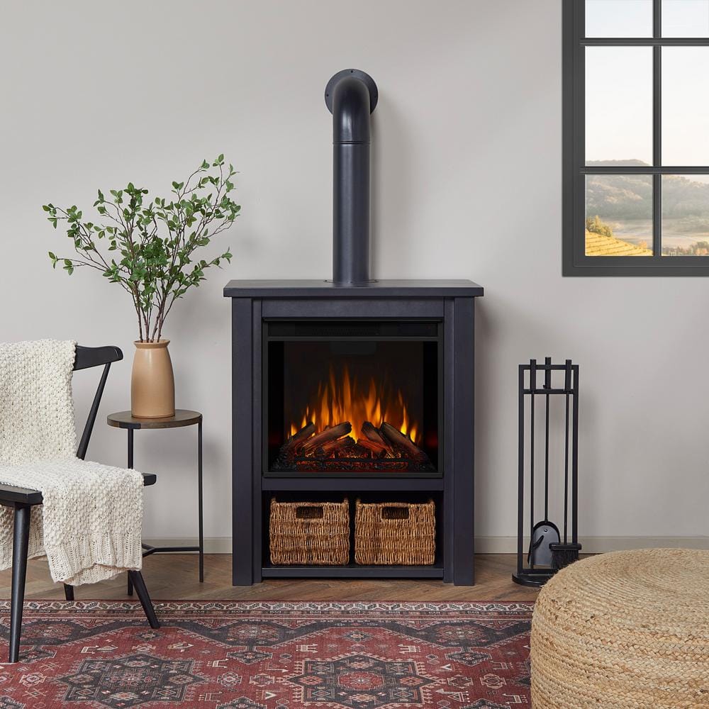 Real Flame Hollis 32 in. Freestanding Electric Fireplace in Black