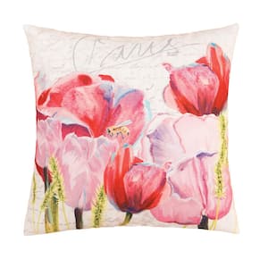 Pink Tulips 18 in. x 18 in. Standard Throw Pillow
