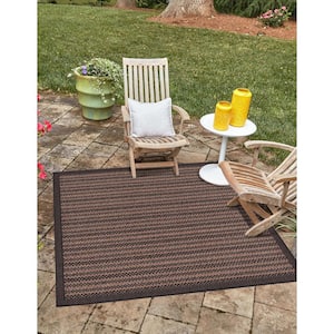 Outdoor Checkered Black 6' 0 x 6' 0 Square Rug