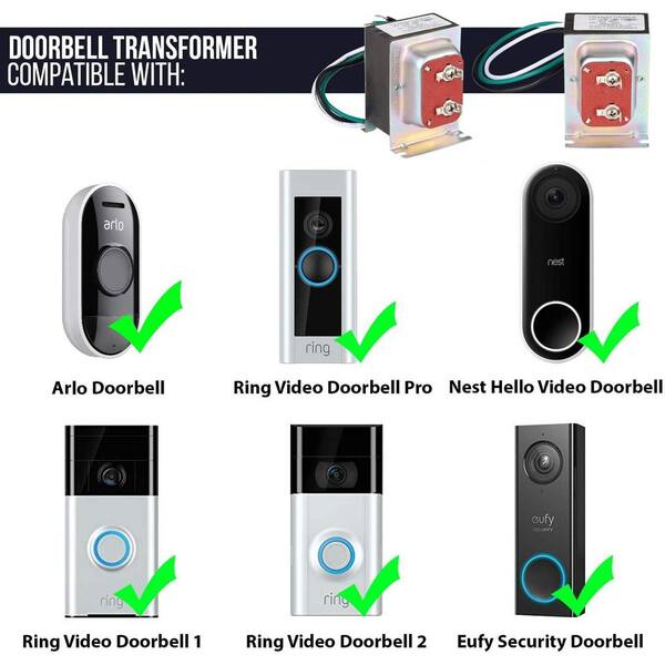 Wasserstein Doorbell Transformer 16 Volt 30 Va Power Supply For Ring Video Doorbell 1 2 3 Pro Nest Hello Eufy Arlo Doorbell 30vatransformerusa The Home Depot