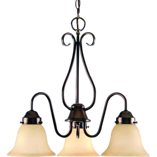 Volume Lighting Transitional 3-Light Antique Bronze Chandelier
