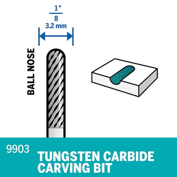 1/8 in. Rotary Tool Spear-Shaped Tungsten Carbide Accessory for Steel, Stainless Steel, Iron, Ceramics, and Hard Wood