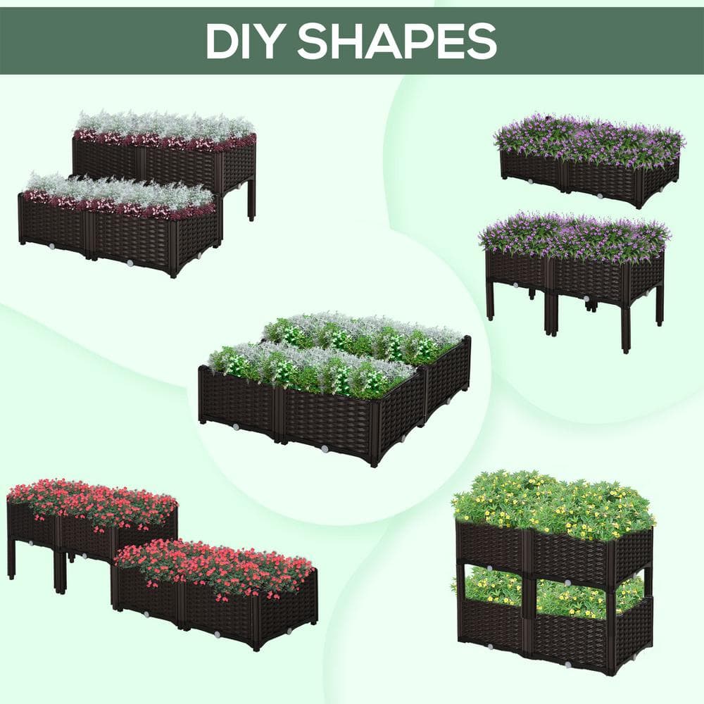 Brown Polypropylene Modular Self-Watering Raised Garden Bed