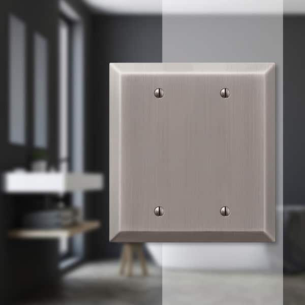 Metallic 2 Gang Blank Steel Wall Plate - Antique Nickel