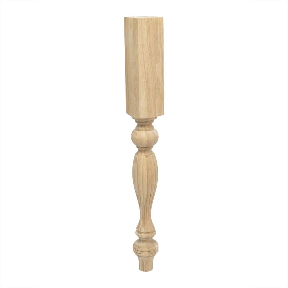 Unfinished Hardwood French Kitchen Island Leg 35.25"